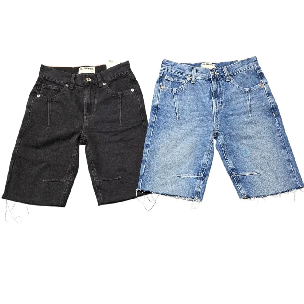 Free People We The‎ Free Ghost Town Denim Shorts Bundle Women 24 Black Blue